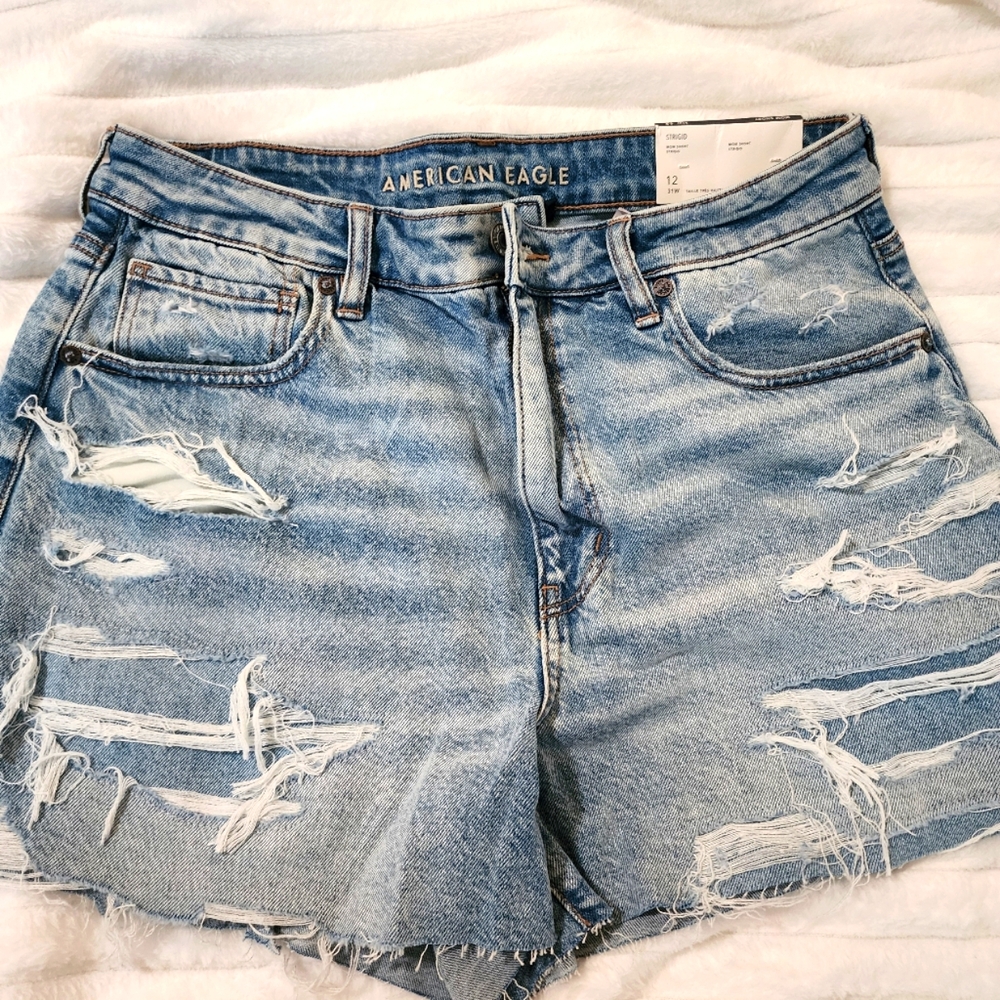 AE Strigid Ripped Denim Mom Short